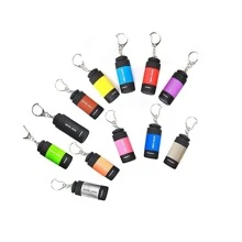小型鑰匙扣手電筒多色LED USB口袋旅行手電筒可充電鑰匙扣防水高效手電筒，適用於遠足和露營，白光 - 彩色 - 查看 6