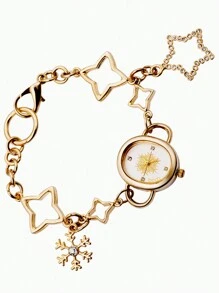 1 Miếng Vàng Màu sắc Thiết kế đơn giản Sang trọng Nhỏ bé Mặt Của phụ nữ Vòng tay Đồng hồ Qủa tặng Đồng hồ - Vàng - Xem 1