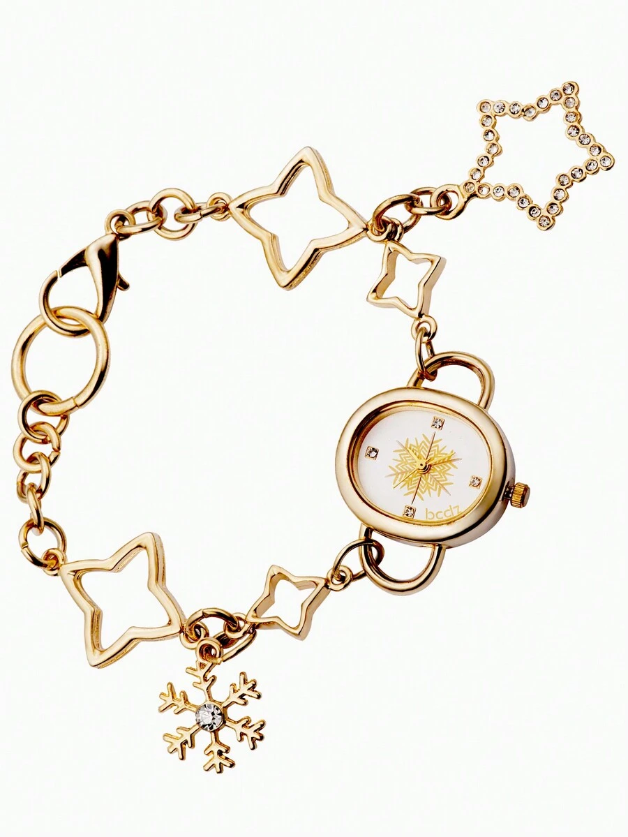 1 Miếng Vàng Màu sắc Thiết kế đơn giản Sang trọng Nhỏ bé Mặt Của phụ nữ Vòng tay Đồng hồ Qủa tặng Đồng hồ - Vàng - Xem 1