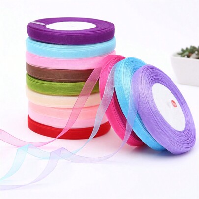 1pc 50yards 10mm Organza Ribbon For Handmade Bow Craft Wedding Christmas Decoration DIY Card Gift Wrapping