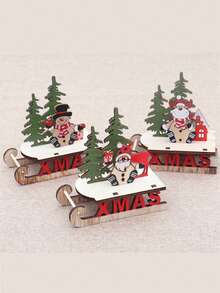 1 件聖誕木製 Diy 雪橇裝飾品,滑雪卡通桌面裝飾禮物