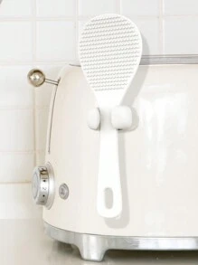 2pcs/set Silicone Rice Spoon Storage Holder, Wall Mount Without Drilling - White - View 1