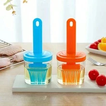 油刷附瓶小油壺廚房耐高溫烘焙神器塑膠一體烤油瓶刷//隨機