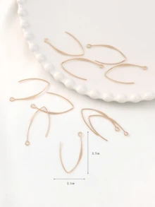 10入組銅金色調簡約 V 型誇張耳環鉤 - 金黃色 - 查看 5