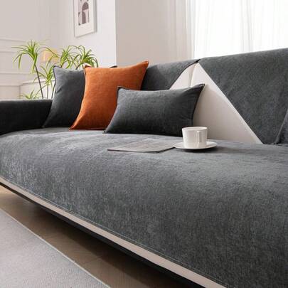 1pc Waterproof Anti-Oil Sofa Seat Cushion, Suitable For All Seasons, Simple And Modern, Anti-Stain, Anti-Scratch, Anti-Slip Sofa Cover, Dust-Proof, Washable, Colorfast, Fashion Home Decor, Pet-Friendly Protective Cover, Adjustable For Bedroom, Office, Living Room, L-Shaped Sofa
