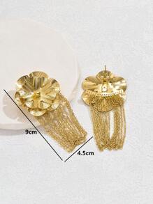 1 对时尚不对称向日葵形长流苏耳环，优雅女士珠宝，适合婚礼派对和宴会