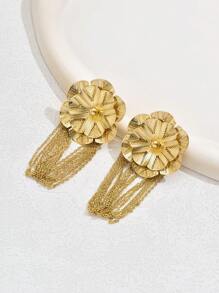 1 对时尚不对称向日葵形长流苏耳环，优雅女士珠宝，适合婚礼派对和宴会