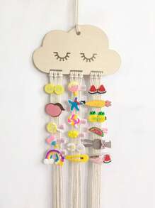 1pc Wooden Cloud Shaped Hair Accessories Storage Clip Organizer Hanger For Jewelry Hair Clips Makeup Organizer - Beige - View 5