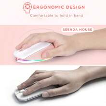 JOMAA OMAA USB Wireless Mouse Rechargeable Light Up Mouse For Laptop Small Cordless Mice With Quiet Click LED Rainbow Lights For PC Computer Chromebook Windows (White Pink) - pink white - View 4