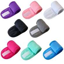 1 pieza Diadema facial para spa y maquillaje para lavarse la cara, diadema para ducha, baño, deporte, diadema para niñas, de poliéster ajustable con y antideslizante (color aleatorio)