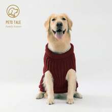 PETS TALE 優質狗狗設計扭結繩索,花卉圖案,鏈條連接,洞,皮革貼布和翻領灰色的套頭毛衣 - 灰色 - 查看 5