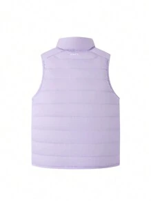 Annil Tween Girl Standing Collar Down Warm Vest Blue - Purple - View 3