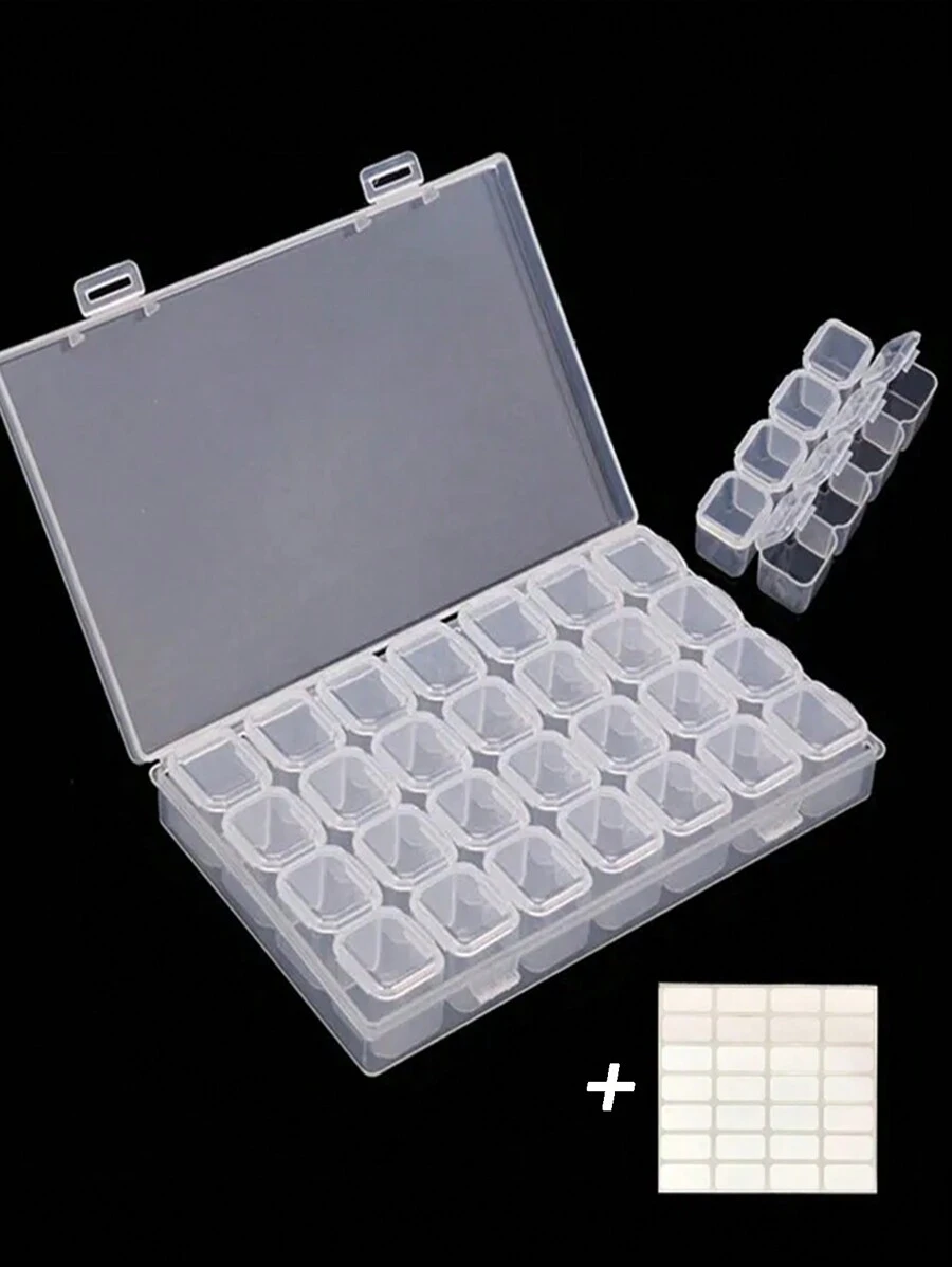 28 Grids 5D DIY Diamond Painting Drill Box Transparently Jewelry Modern Box Rhinestone Embroidery Crystal Bead Organizer Storage Case Container - Clear - View 1