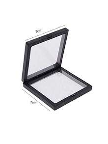 2 piezas/set Caja de regalo aleación de zinc forma cuadrada con diamante de imitación anillos de boda con embalaje - Plateado - Ver 5