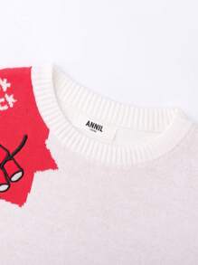 Annil 男女童圓領長袖純棉時尚節慶毛衣（白色） - 白色 - 查看 4