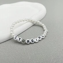 1pc Chic White Acrylic Letter Beaded Bracelet For Women - StarBoy - View 4