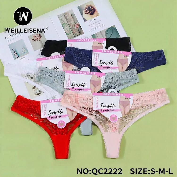 calzones Ropa Interior Sexy de encaje para Mujer de estilo tanga, set de 3 piezas. - Multicolor - Añade 1