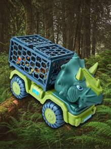 ELE-GATE Coche de juguete vehículo para niños transportador con decoración de habitación de dinosaurio - Verde militar - Ver 2