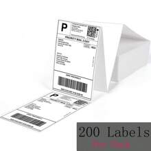 Shipping Labels 200 White Sticky Postage Parcel Labels 102mmX152mm 4"X6 "Blank self adhesive Sticker Printable Labels Fanfold for Inkjet Printer Laser Printer - White - View 2