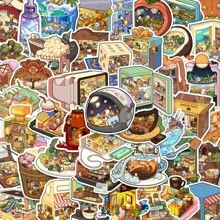 1 包情感产品涂鸦跨境卡通贴纸不同食物 DIY 儿童跟随行李箱贴纸、学校用品、返校 - 彩色 - 查看 3