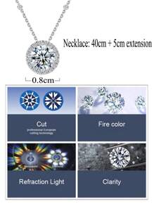 1pc Simple Classic Water Drop Cubic Zirconia 925 Sterling Silver Pendant Necklace For Women Anniversary Promise Jewelry Gifts Wedding Engagement Bridal Jewelry - Water Drop - View 4