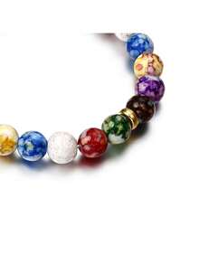 新款時尚天然火山石7色能量佛珠手鏈和天然瑪瑙佛珠手鏈 - 黑色 - 查看 5