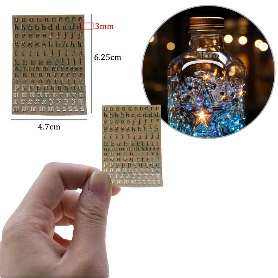 1 bộ Nến Dầu thơm 26 ( & ) & Con số Hình dán , Kim loại Hình dán Đối với Nghệ thuật làm Móng - Chữ thường màu vàng 3MM - Xem 1