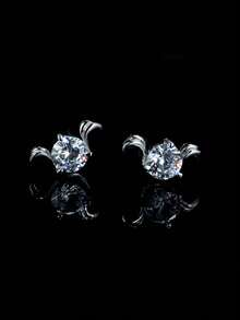 1對時尚的立方氧化鋯925純銀十二星座耳針,適合女性日常穿戴,生日禮物