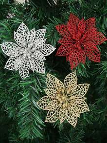 3入組聖誕節裝飾人造花,適用於製作節日花環 - 粉色 - 查看 5