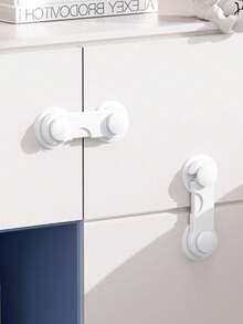 3件套白色冰箱锁，儿童锁，婴儿柜锁，抽屉锁，窗户和衣柜锁 - 白色 - 查看 5