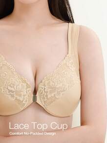 Wingslove Metal Front Closure Full Figure Minimize Bra - Apricot - View 3