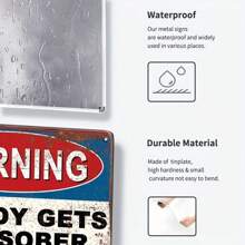 1 pezzo, Targa vintage in metallo, "Nessuno esce sobrio", Targa da parete, Decorazione da parete per bar domestico, Parole divertenti su targa in metallo, Decorazione da parete per cucina, sala da pranzo, bar, 20x30cm