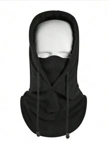 件男女通用純色簡約風格防風保暖護頸帶面罩和巴拉克拉法帽，適合戶外騎行、滑雪、冬季保暖 - 黑色 - 查看 1