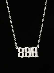 1 件時尚不銹鋼號碼項鍊 111 222 333 444 555 666 777 888 999 鋼號項鍊 女士男士禮物