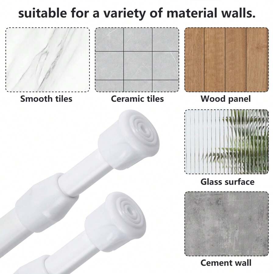 3pcs/5pcs/6pcs Solid Color Adjustable Tension Rods For Window, Tile And More, No Drilling Required, 28-48 Inches (approx.) Spring Tension Rods, Big Curtain Rod