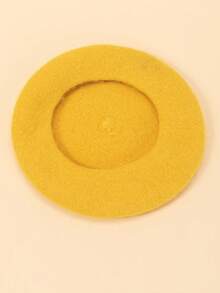 1 件男女通用黄色针织帽，可爱画家贝雷帽 - 黃色 - 查看 2