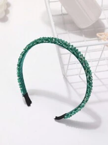 1pc Fashionable Simple Colorful Rhinestone Headband For Girls - Green - View 6