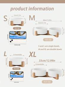 (13cm Single Bowl/Double Bowls, 15.3cm Single Bowl/Double Bowls) 1pc Cat/Dog Lover Gift And Dog/Cat Mom Love Pet Feeder With Wooden Frame Ceramic Single/Double Bowl, Suitable For Home Use For Cat Lover And Cat Mom Loves And Dog Lover And Dog Mom Loves (Multiple Sizes Available) - White - View 4