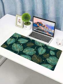 1pc Green Leaf Pattern Anti-slip Gaming & Working Mouse Pad, 4 Sizes Optional - Coral Pink - View 3