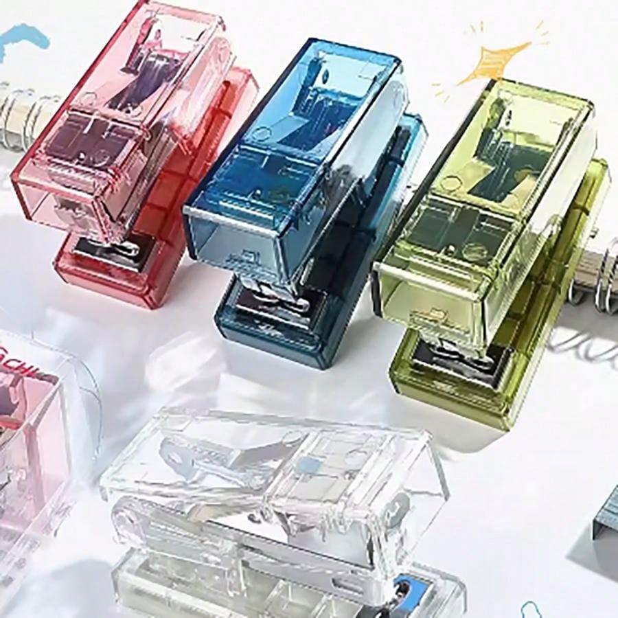 Pink Stapler Set With 1000pcs Stapler Pins, Simple Portable Mini