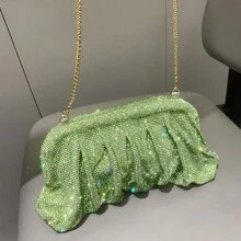 Rhinestone Embellished Clutch Bag For Women Evening Bag - Green - View 6