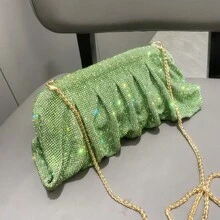 Rhinestone Embellished Clutch Bag For Women Evening Bag - Green - View 5