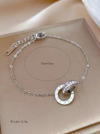 VceTd Una Pulsera Doble De Acero Inoxidable Engastada, Adecuada Para Uso Diario