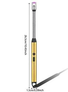 1pc Gold Aluminum Alloy 360-degree Flexible & Extended Gas Stove Igniter With Windproof Design, Durable, Rechargeable, And Electronic