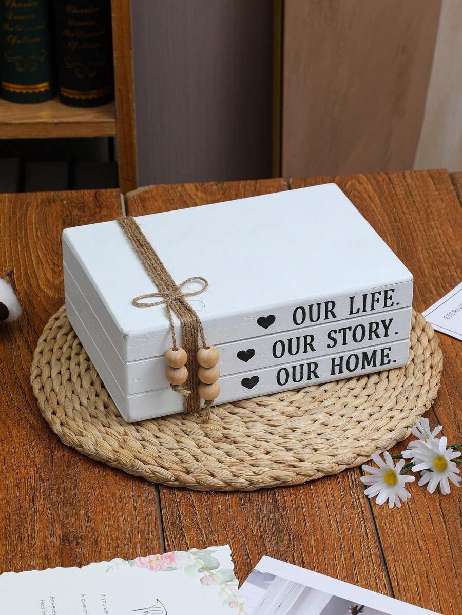 Wooden Fake Book Ornaments Wooden Decorative Books Bundled Decorative