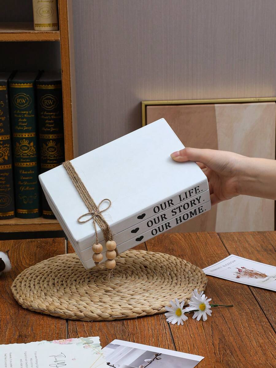 Wooden Fake Book Ornaments Wooden Decorative Books Bundled Decorative