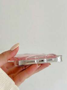 Transparent Seashell & Stars Design Jelly Phone Case, New Anti-fall Protective Cover For Women Compatible With iPhone - Baby Pink - View 2