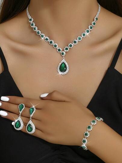 1pc Women's Fashionable Jewelry Set Including Necklace, Earrings And Bracelet