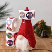 1 Roll Christmas Theme Stickers Gift Sealing Stickers - White - View 3