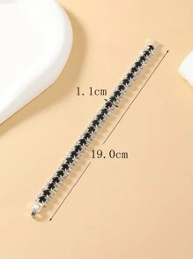 1pc Rhinestone Decorated Full Bead Bracelet - Black and White - View 2